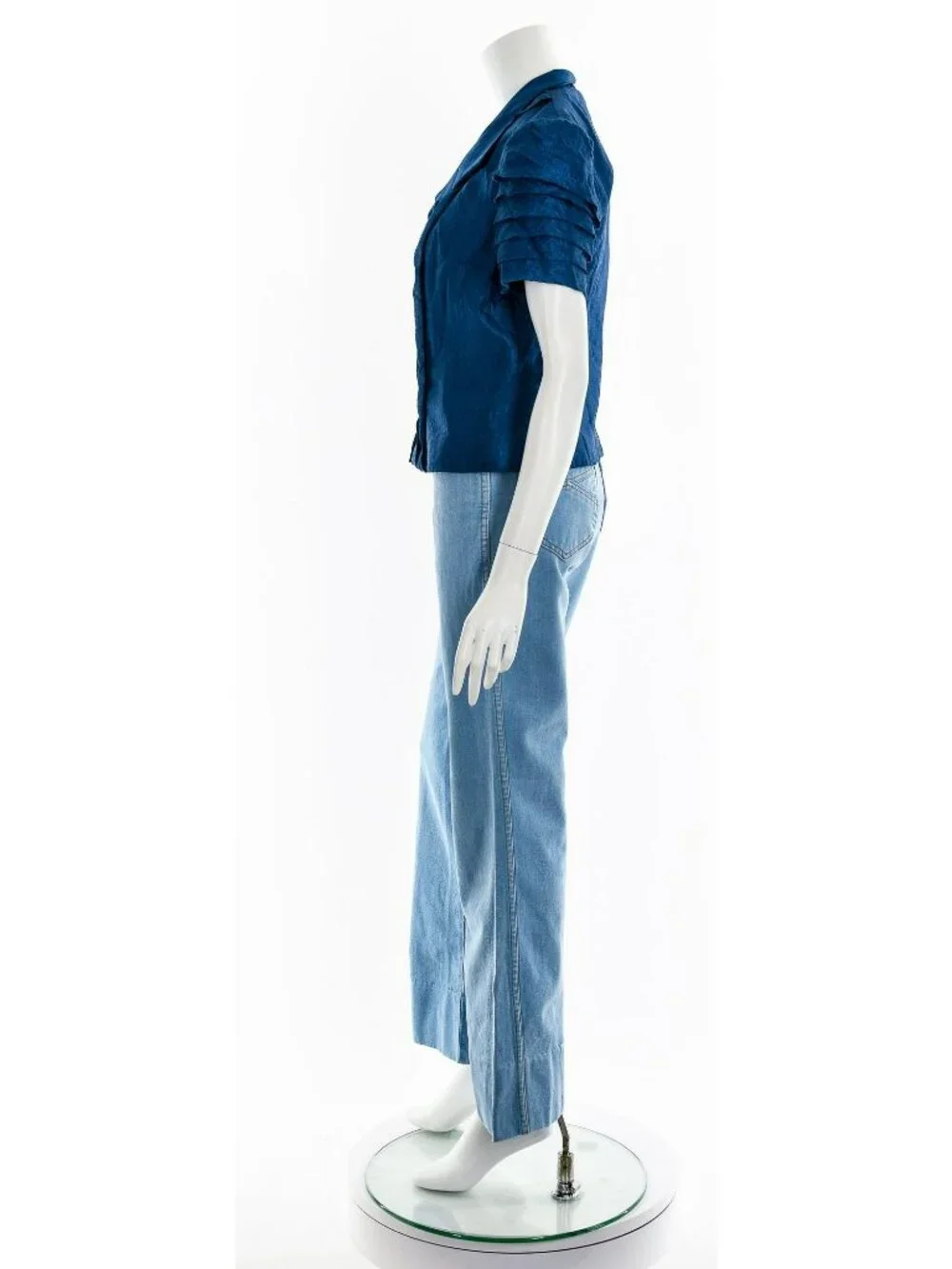 Blue Ruffle Button Up Jacket - Picture 9 of 10